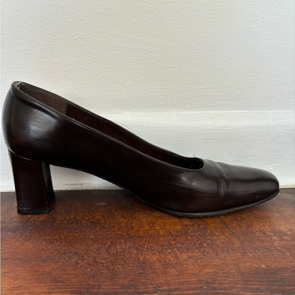 Stuart Weitzman Brown Square Toe Block Heel - image 8